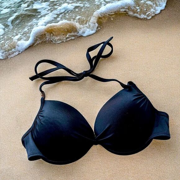 Victoria’s Secret twist padded underwire bikini top Black Size 34C - Picture 1 of 4
